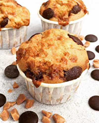 Muffins, pépites de chocolat et caramel