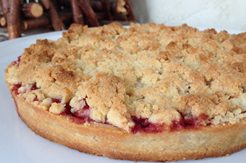 Tarte aux pommes-framboises façon crumble