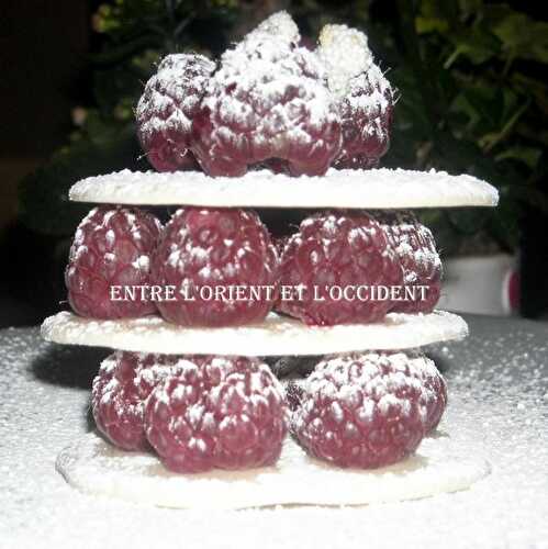 Mille feuille au chocolat blanc et framboises