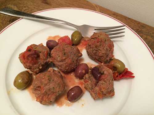 Boulettes de viande au poivron et aux olives (polpette)