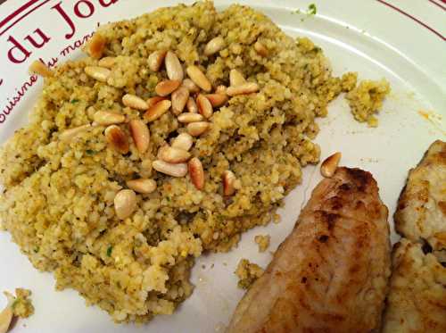 Couscous au pesto d’agrumes et filets de rouget frits