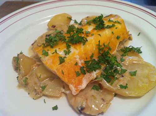 Haddock sur lit de poireaux et pommes de terre, à la crème