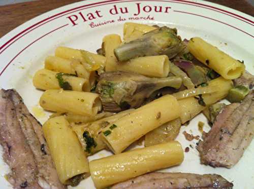 Penne sauce citron, artichauts et fenouil