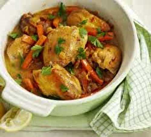 Tajine de poulet aux carottes et canelle