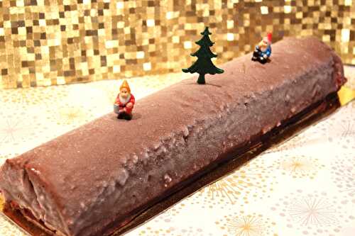 Bûche à la mousse au chocolat et mousse à la framboise