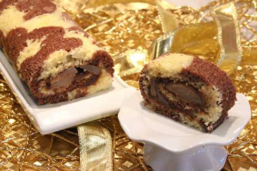 Gâteau roulé marbré poire-chocolat