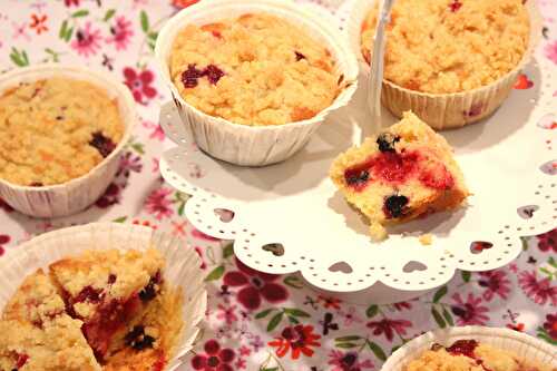 Muffins au cassis, framboises et crumble