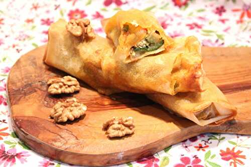 Nems en feuilles de brick courgette-chèvre-noix