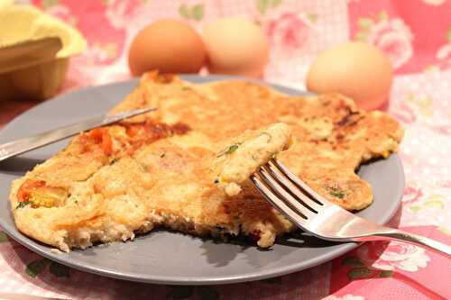 Omelette sans oeuf aux tomates cerises et basilic