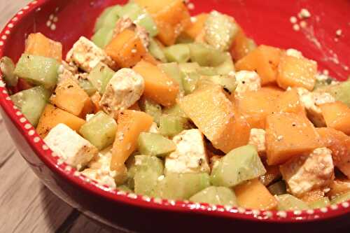 Salade de melon, concombre et fêta