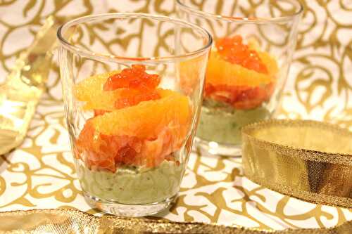 Verrine au saumon, orange et guacamole