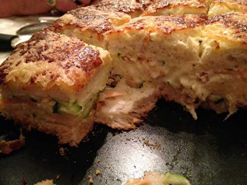 Croc-cake au saumon courgettes