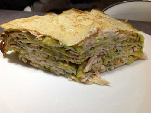 Mille- feuilles de crêpes aux jambon et courgettes