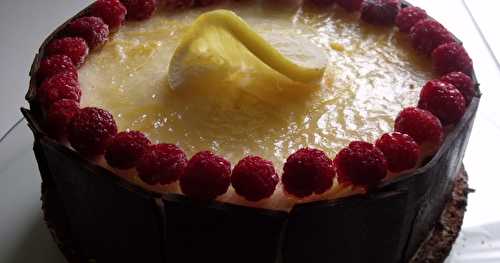 Bavarois citron et son crémeux de framboises.