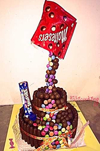 Gravity cake au chocolat, Smarties et Maltesers