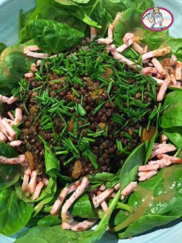 Salade de lentilles et pousses d'épinard