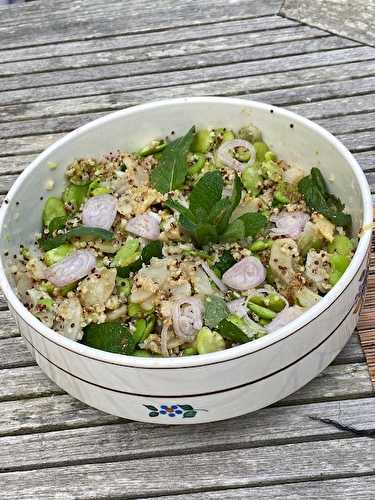 Salade fèves, artichaut, menthe au miso - FabiCooking