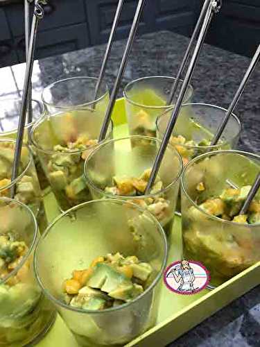 Verrines avocat mangue et crevettes