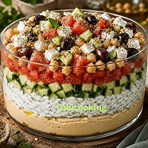 La salade grecque revisitée au houmous et feta