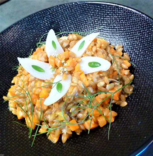 Risotto épeautre et crème d'ail Fanes de cuisine saine gourmandise