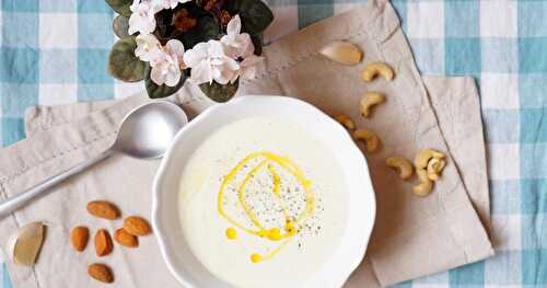 Ajo blanco (soupe amande-cajou-concombre...) (vegan, sans gluten)