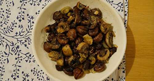 Champignons et marrons rôtis, sauce citron et za'atar