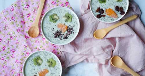 Chia pudding au kiwi (vegan, cru, sans gluten)