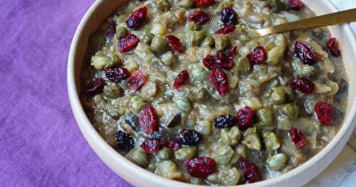 Compotée d'aubergines, câpres, cranberries (vegan, sans gluten, estival)