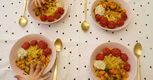 Couscous veggie aux boulettes pois-chiches et betterave