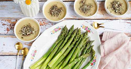 Crème d'ail et asperges vertes (amap, vegan, sans gluten, printanier)