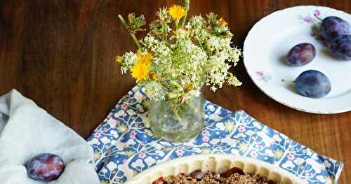 Crumble chocolaté aux quetsches (Alsace, vegan, sans gluten)