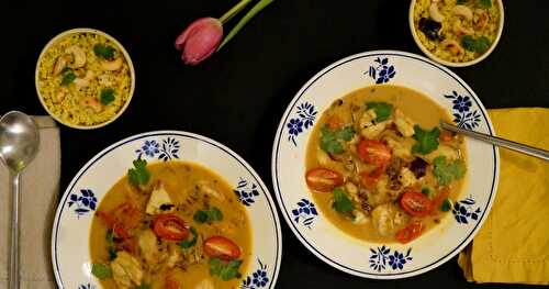 Curry de lotte et son petit riz citronné aux noix de cajou (recette du Sri Lanka, glutenfree, lactosefree)