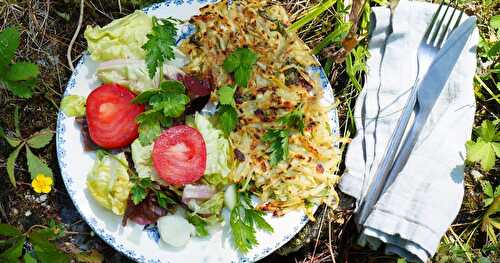 En mode retour de l'Amap: galettes de pommes de terre-persil-feta  (amap, Alsace, sans gluten)