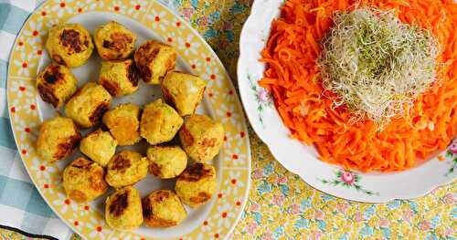 Falafels pois chiches-poireau et salade de carottes râpées (amap, vegan, sans gluten)