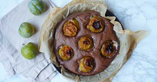 Gâteau chocolat-prunes (vegan, sans gluten, estival)