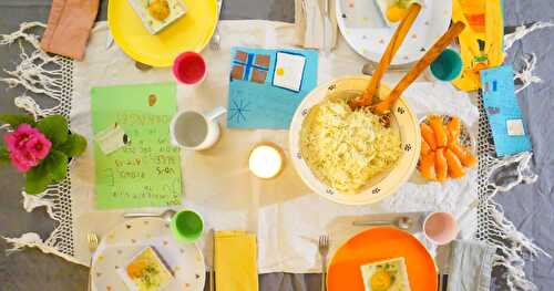 Le dîner de Judith et Augustin pour le retour de leur Papa : oeufs à la norvégienne et billes datte-amande-coco