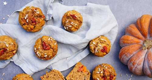 Muffins courge, tournesol et tomates séchées (vegan, amap)