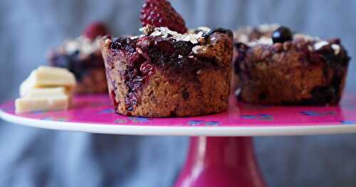 Muffins fruits rouges  et chocolat blanc (vegan)