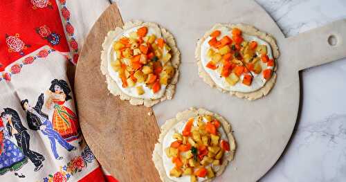 Petites tartes flambées carottes-panais-cumin, pâte sans gluten (Alsace, sans gluten, amap)