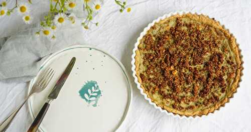 Quiche blettes, topping noisettes, courge, chèvre (veggie, printanier)