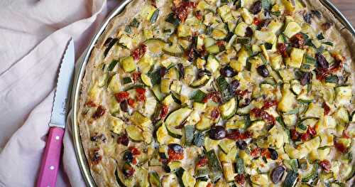 Quiche courgettes, olives, tomates séchées (veggie, amap, sans gluten)