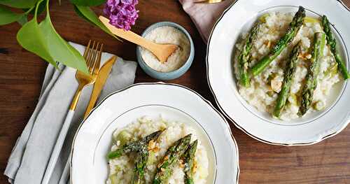 Risotto aux asperges vertes et au parmesan (veggie, amap, anti-gaspi, sans gluten, printanier)