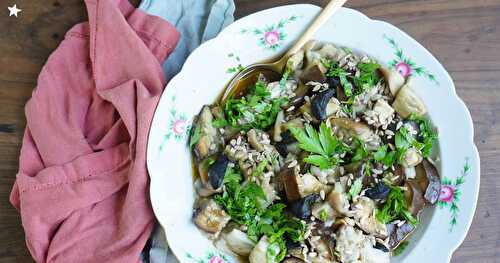 Salade aubergines, ail noir, persil (amap, sans gluten, vegan)