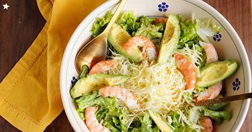 Salade, chou, avocats, gambas (amap, salade, sans gluten)