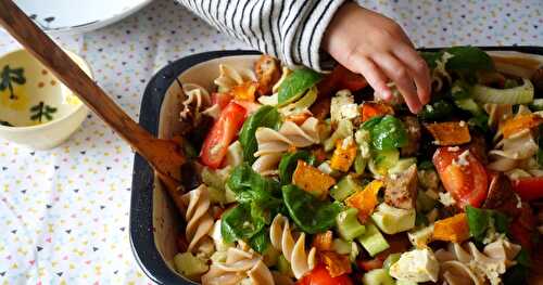 Salade de pâtes été-automne (vive le potimarron!)avec plein de bonnes choses dedans