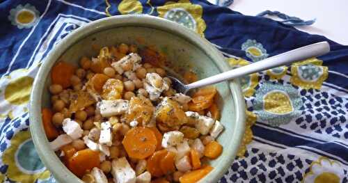 Salade de pois chiches-oranges-carottes-feta-etc!