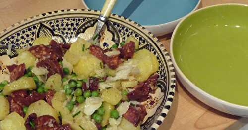 Salade de pommes de terres-tomates séchées-chorizo-parmesan