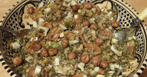 Salade de quinoa aux deux lentilles et au saumon fumé (recette de Marie Chioca)