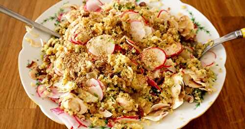 Salade de quinoa gremolata, radis, champignons...