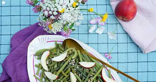 Salade haricots, nectarines, graines de tournesol (sans gluten, vegan, amap)